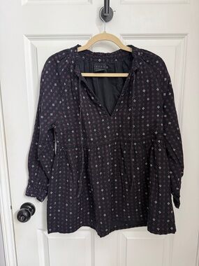 Hatch Black Alana Top with Pink Geometric Print size 0 small 100% cotton